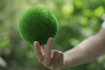 Efforts to prevent environmental pollution and global warming, renewable energy production by making recycling a part of our daily lives, green technology and environmental conservation concepts.