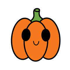 Raster drawing of an orange pumpkin in cartoon style