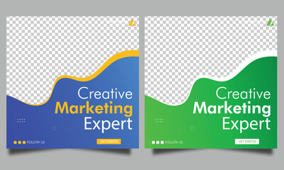 Business marketing agency promotion social media post template. Editable square banner design with place for the photo. Digital business marketing banner for social media post template  