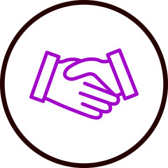 Hands shaking Vector Line Purple Circle Black