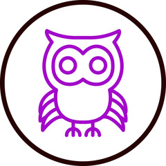 Owl Vector Line Purple Circle Black
