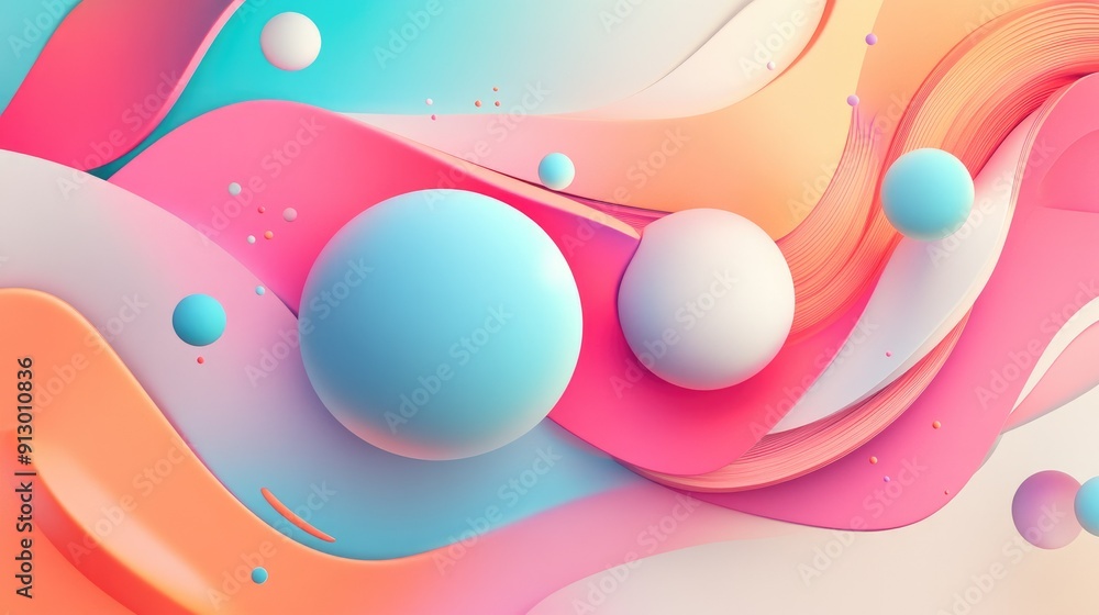 Poster fluid 3d geometric forms against a colorful gradient background. great for modern design application