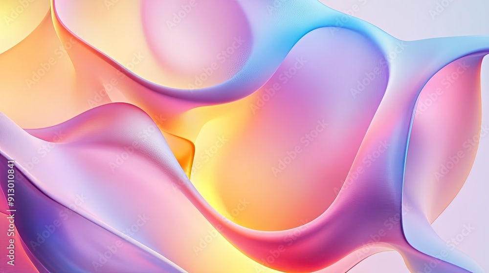 Poster fluid 3d geometric forms against a colorful gradient background. great for modern design application