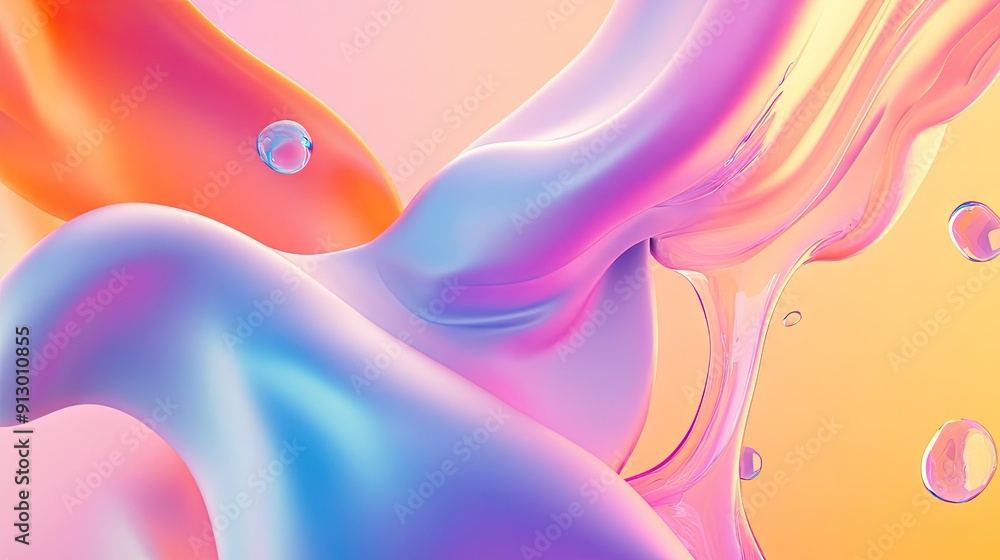 Poster fluid 3d geometric forms against a colorful gradient background. great for modern design application