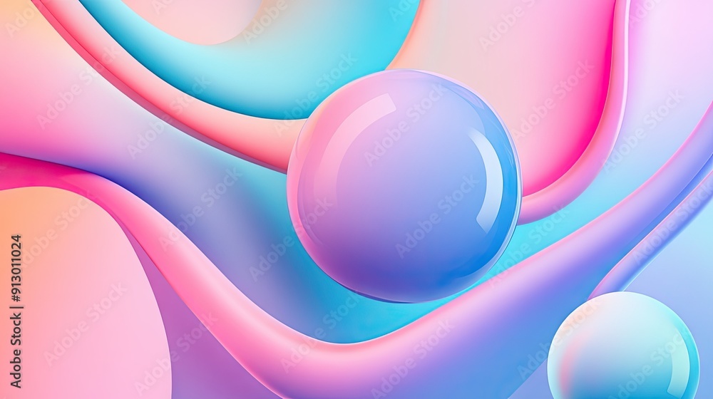 Poster fluid 3d geometric forms with a smooth gradient backdrop. perfect for versatile and creative design 
