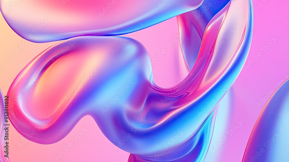 Poster fluid 3d geometric forms with a smooth gradient background. perfect for versatile design and creativ