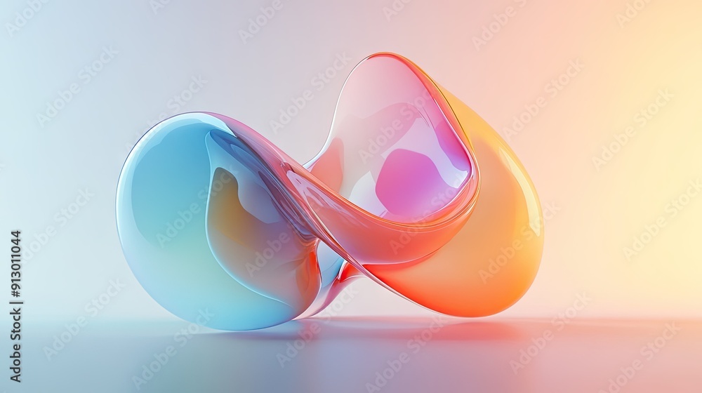 Poster fluid 3d geometric forms with a smooth gradient background. perfect for versatile design and creativ
