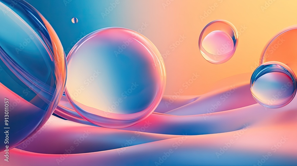 Poster fluid 3d geometric shapes with a smooth gradient backdrop. ideal for modern and creative design proj