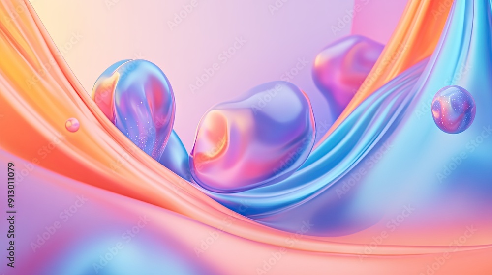 Poster fluid 3d geometric shapes with a smooth gradient backdrop. ideal for modern and creative design proj
