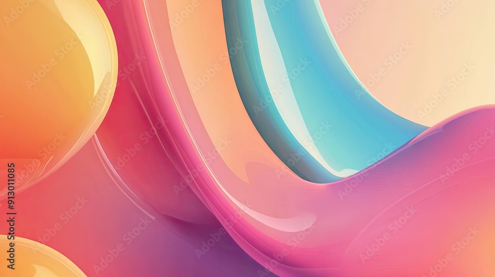 Poster fluid 3d geometric shapes with a smooth gradient backdrop. ideal for modern and creative design proj