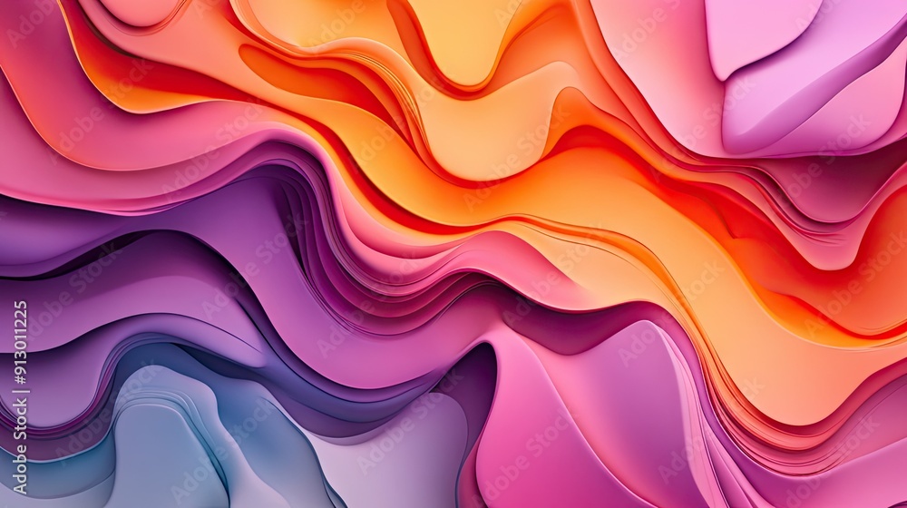 Aufkleber fluid abstract 3d geometry with a vibrant gradient backdrop. suitable for various design application