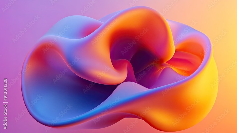 Aufkleber fluid abstract 3d geometry with a vibrant gradient backdrop. suitable for various design application