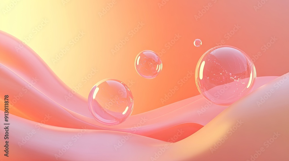 Poster geometric shapes in fluid 3d render with a gradient backdrop. ideal for modern and multipurpose desi