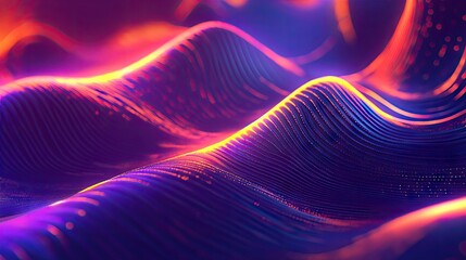 Fototapeta premium Glowing 3D abstract shape in ultraviolet with neon curves on a colorful backdrop. Perfect for energy concepts. -
