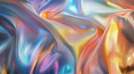 Fototapeta premium Iridescent fabric and holographic texture collage, great for trendy banner designs.