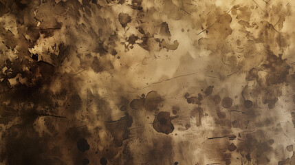 A brown background with splatters of paint and a few dots