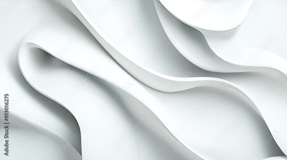 Poster light white background featuring 3d abstract geometric patterns with smooth liquid shapes in a moder