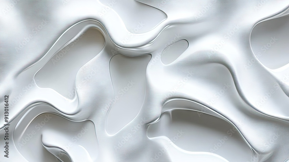 Poster light white background featuring 3d abstract liquid shapes in a geometric pattern for modern design.