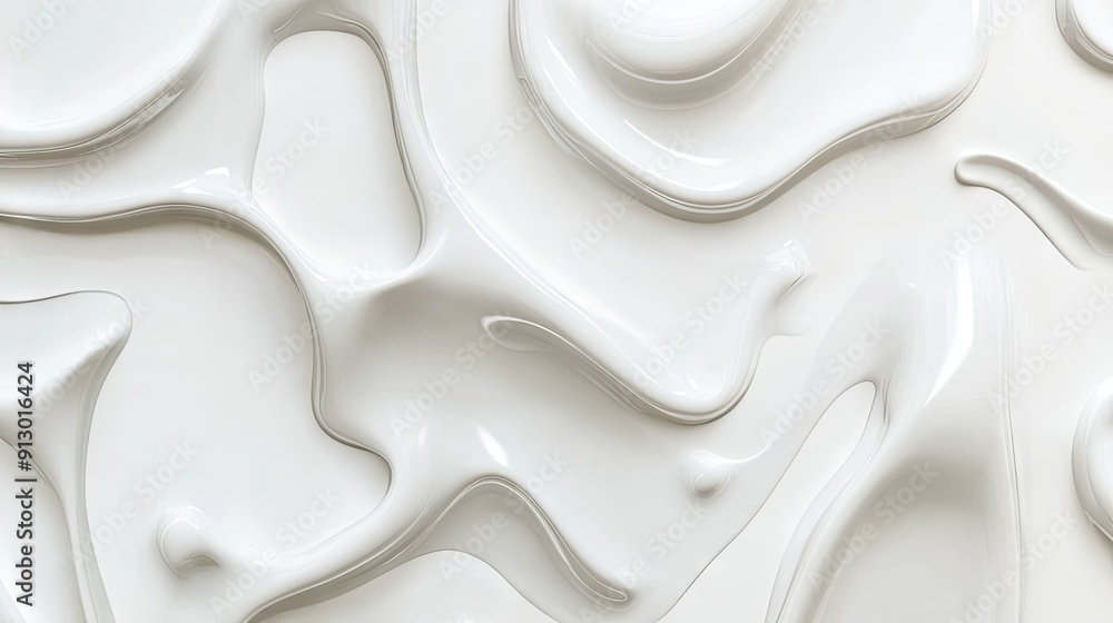 Poster light white background featuring 3d abstract liquid shapes in a geometric pattern for modern design.