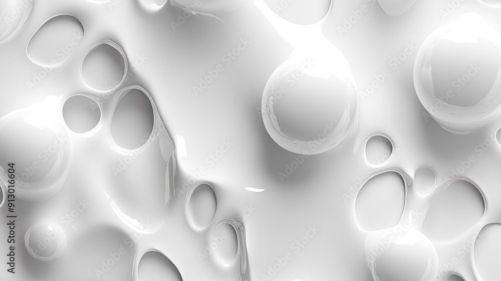 Poster light white background featuring 3d abstract liquid shapes in a geometric pattern for modern design.
