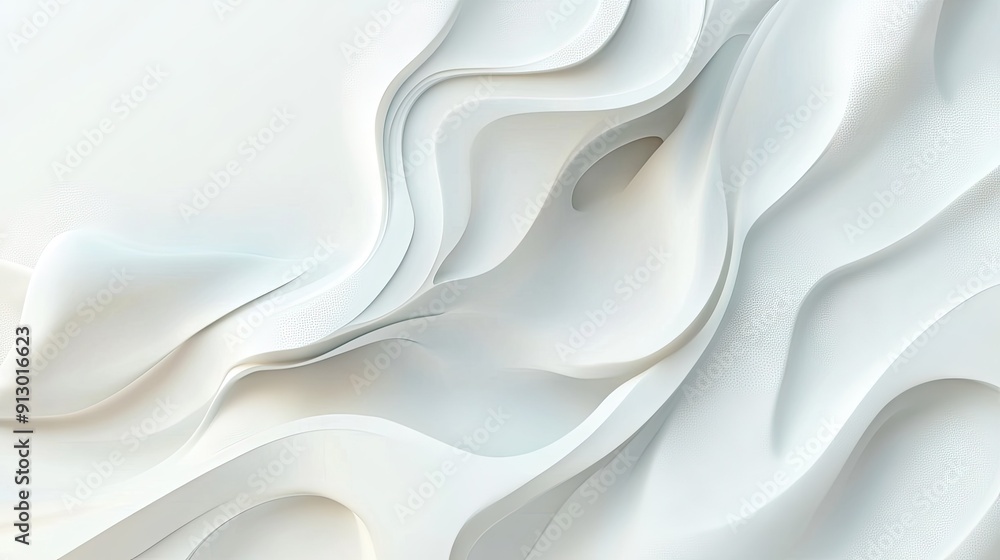 Poster light white background featuring abstract geometric patterns with smooth liquid shapes in a 3d vecto