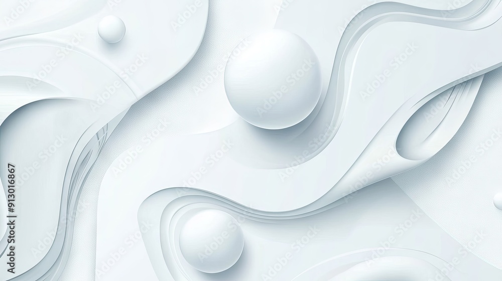 Poster light white background with 3d fluid shapes, creating an abstract geometric design in vector format.