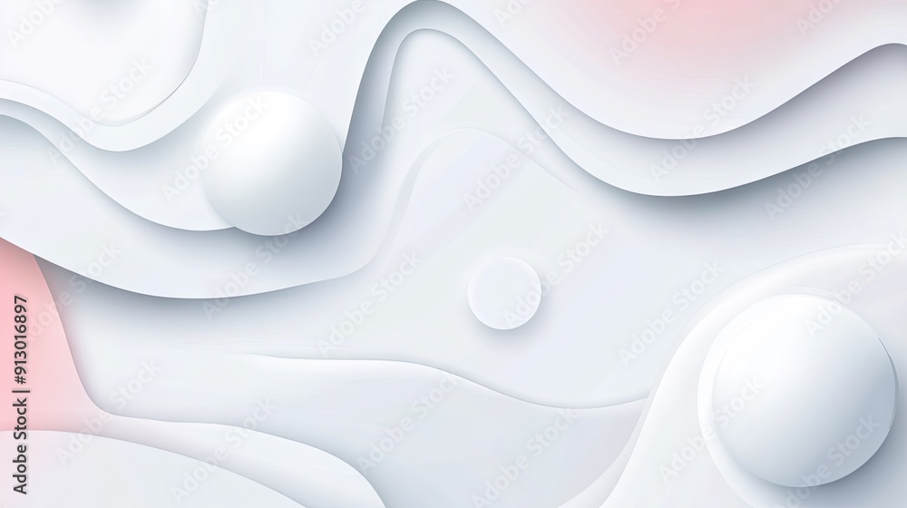 Poster light white background with 3d fluid shapes, creating an abstract geometric design in vector format.