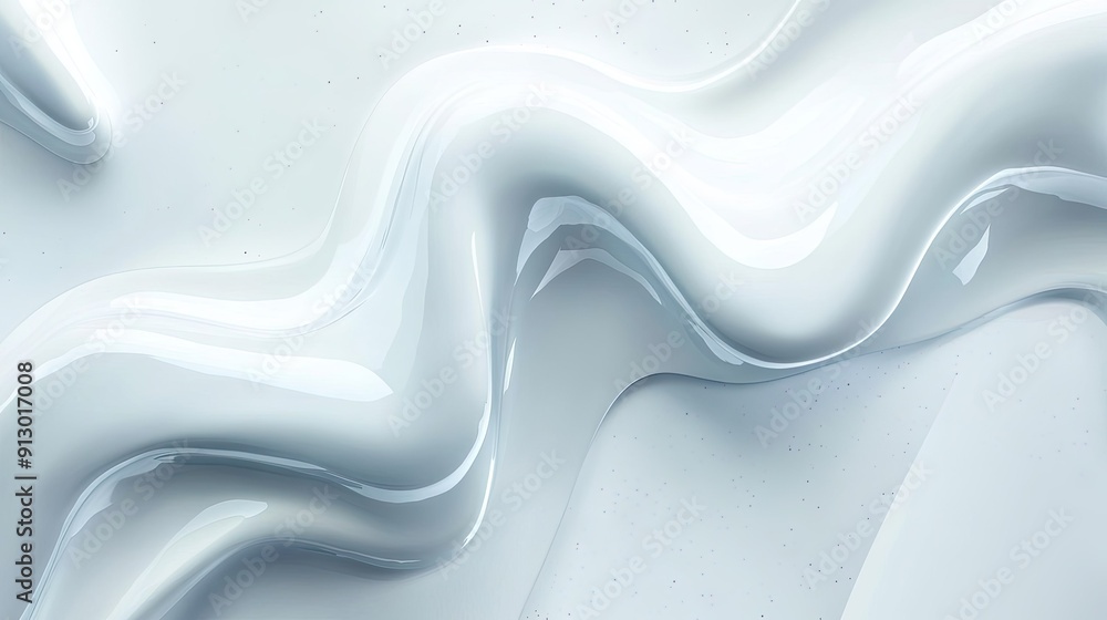 Aufkleber light white background with flowing 3d liquid shapes, creating an abstract geometric design in vecto