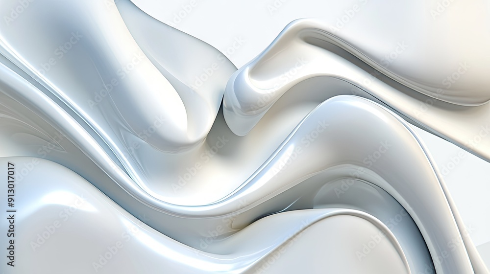 Poster light white background with flowing 3d liquid shapes, creating an abstract geometric design in vecto