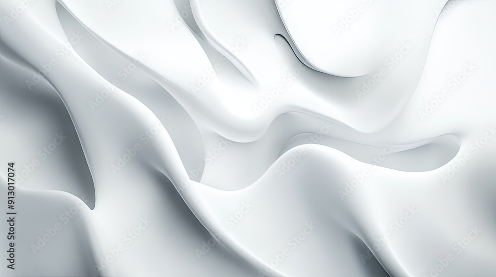 Aufkleber light white background with flowing 3d liquid shapes, creating an abstract geometric design in vecto