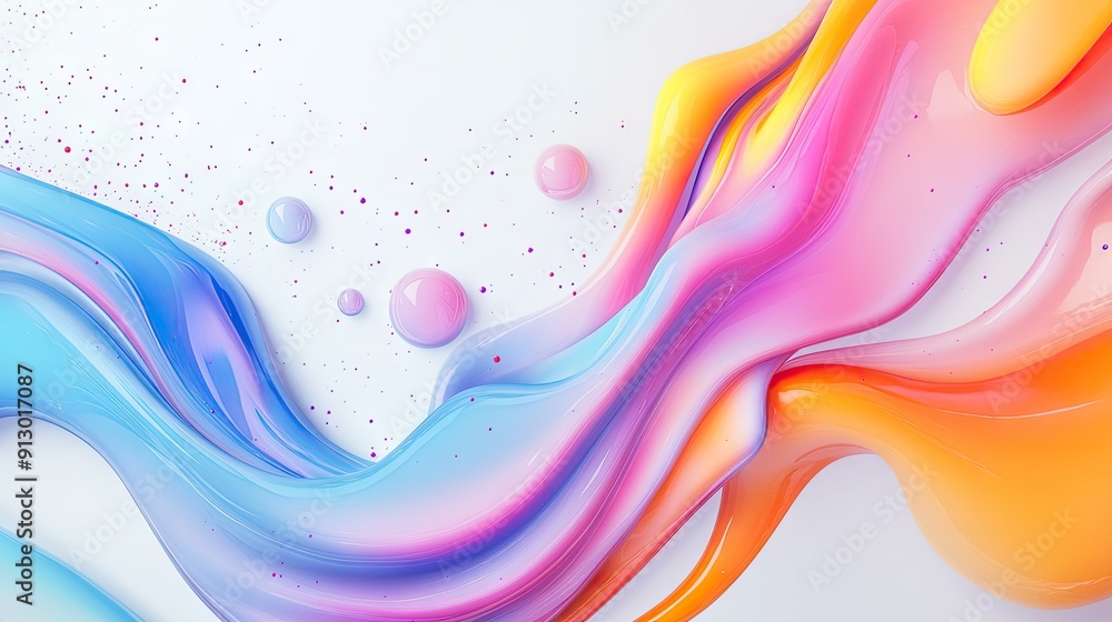 Aufkleber light white background with flowing 3d liquid shapes, creating an abstract geometric design in vecto