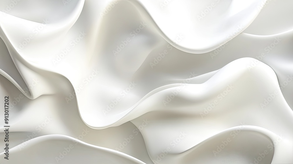 Poster light white background with smooth liquid shapes forming an abstract geometric pattern in a 3d vecto