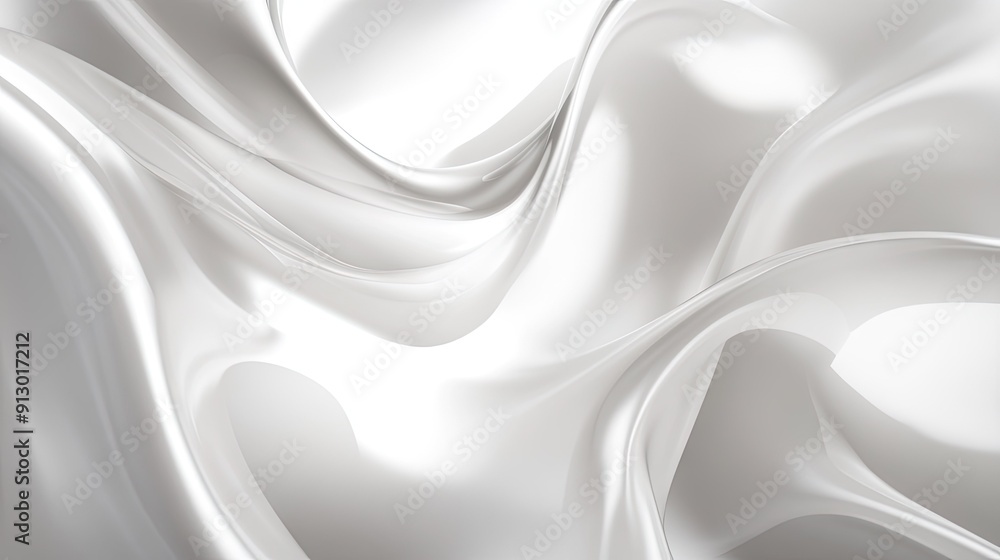 Poster light white background with smooth liquid shapes forming an abstract geometric pattern in a 3d vecto