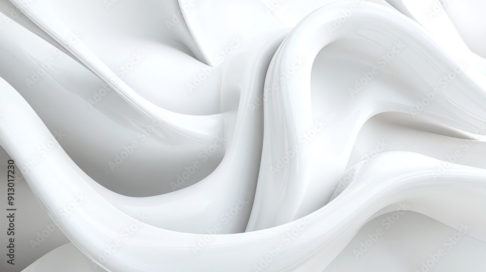 Leinwandbilder Light white background with smooth liquid shapes forming an abstract geometric pattern in a 3D vector illustration.