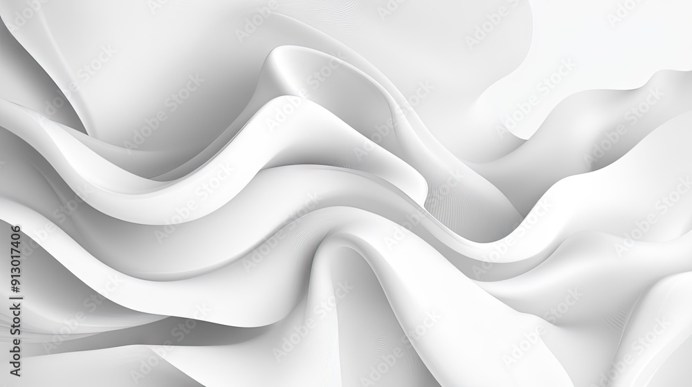 Aufkleber light white background with smooth liquid shapes forming an abstract geometric design in 3d vector f