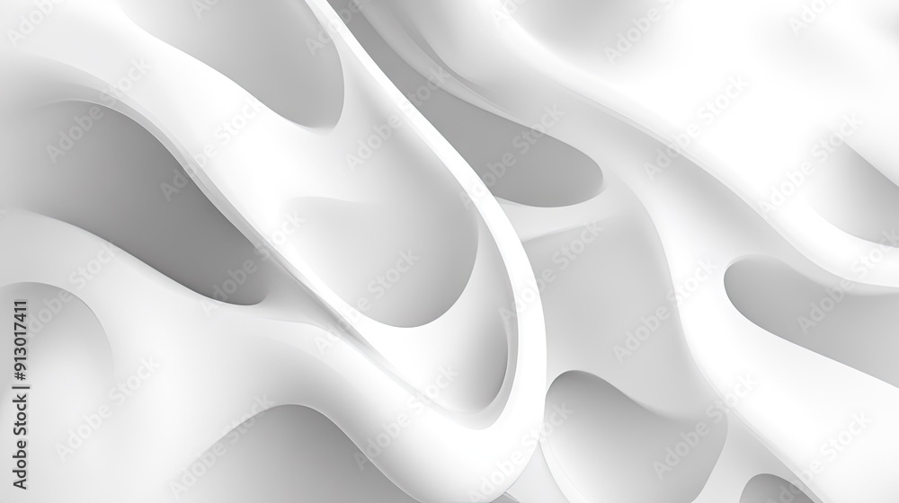Aufkleber light white background with smooth liquid shapes forming an abstract geometric design in 3d vector f