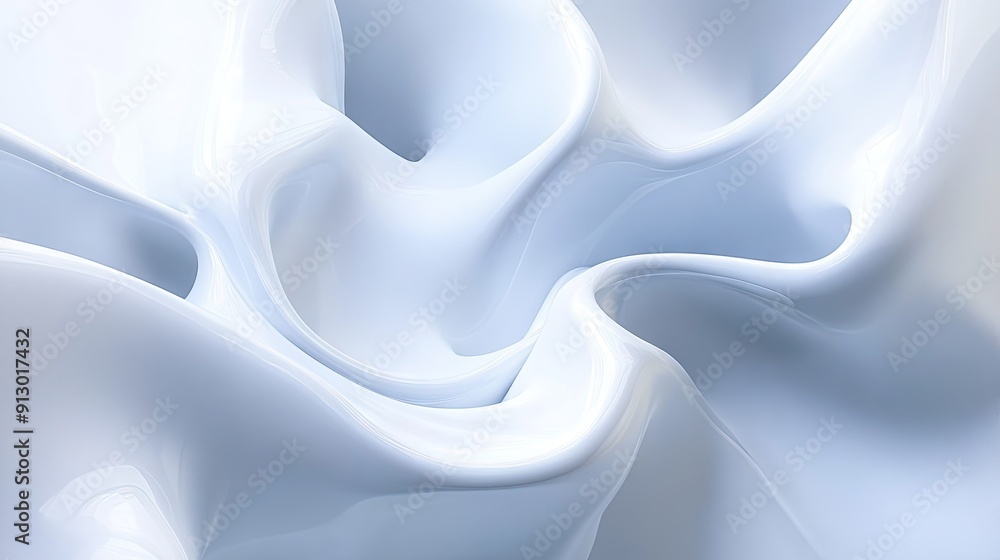 Aufkleber light white background with smooth liquid shapes forming an abstract geometric design in 3d vector f