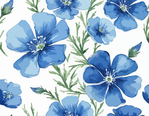 Watercolor style bright blue nemophila flower without line drawing 
