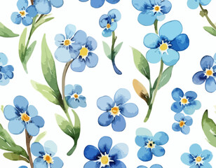 Forget me not flower. Watercolor illustration isolated on white background
