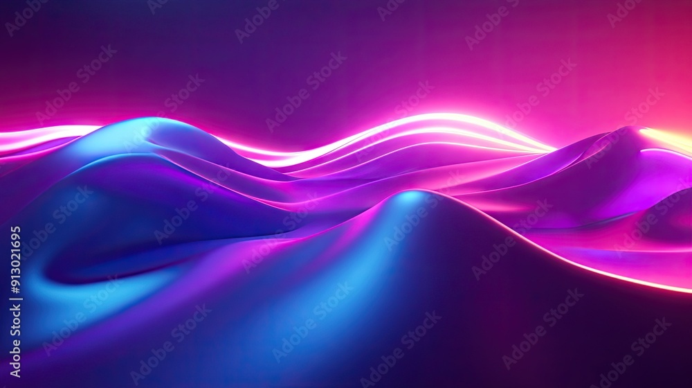 Poster ultraviolet glowing 3d abstract shape with neon curves on a colorful backdrop. perfect for futuristi
