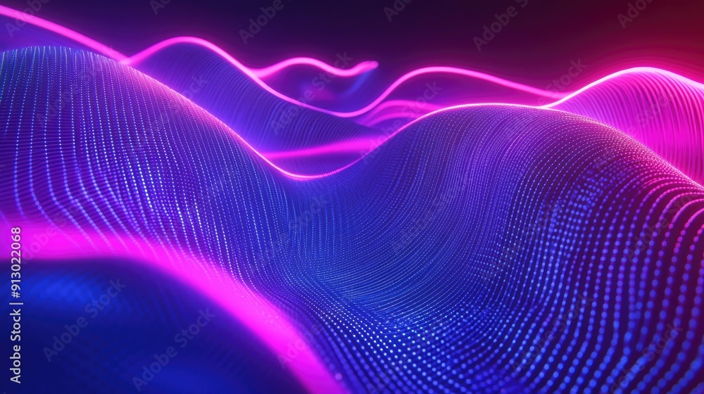 Poster uv glowing abstract 3d shape with neon lines on a dynamic background. perfect for futuristic energy 