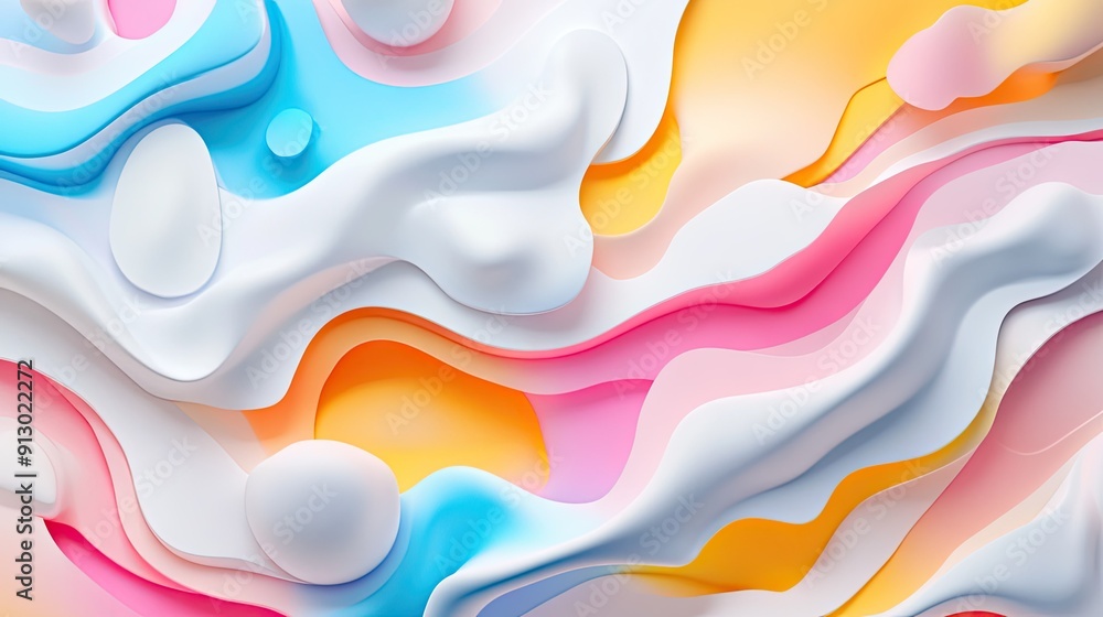 Poster vector illustration of abstract geometric patterns with liquid shapes on a light white background in
