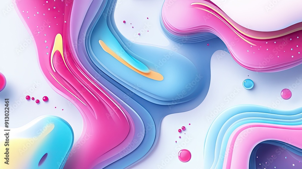 Poster vector illustration of abstract geometric patterns with liquid shapes on a light white background in
