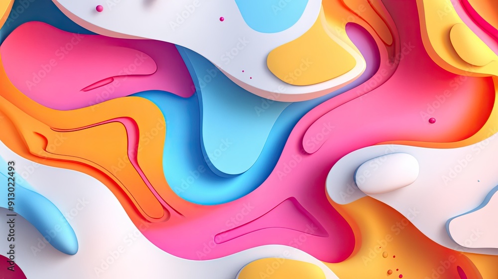 Poster vector illustration of abstract geometric patterns with liquid shapes on a light white background in