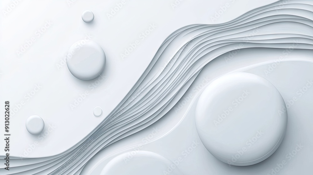 Poster vector illustration of an abstract geometric background with smooth liquid shapes on a light white s