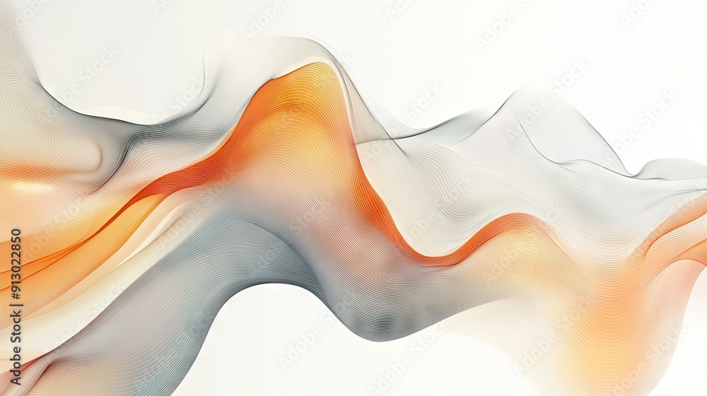 Poster vector illustration of flowing liquid shapes on a light white background, creating an abstract geome