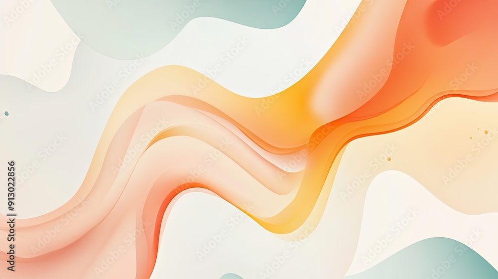 Poster vector illustration of flowing liquid shapes on a light white background, creating an abstract geome