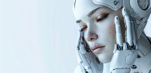 Robot with Human-like Features in a Thoughtful Pose