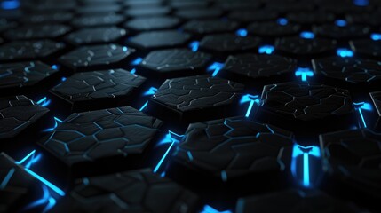 Obraz premium Abstract Hexagon Pattern with Glowing Blue Lines