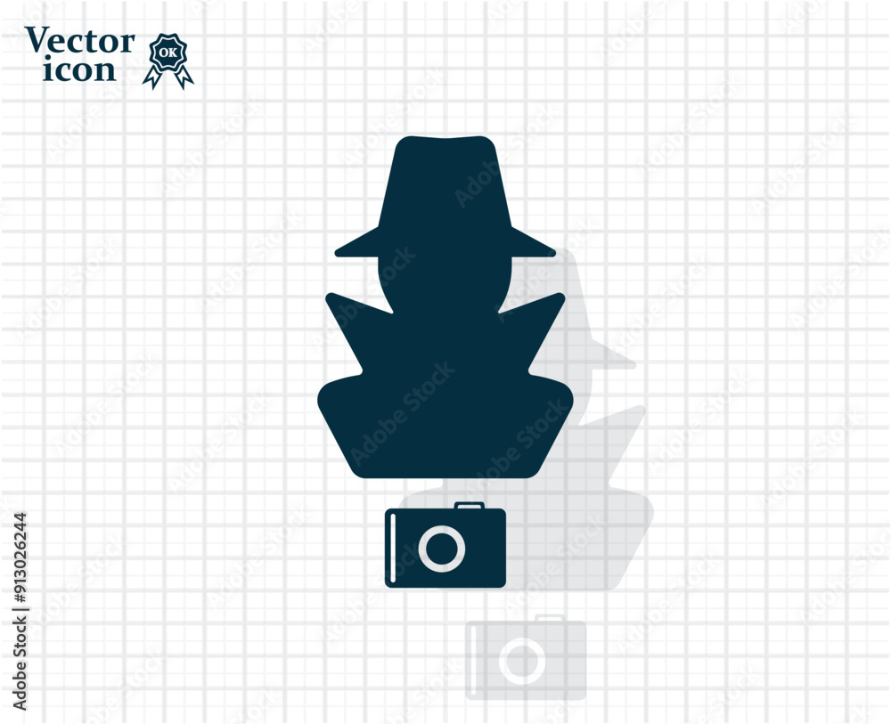 Poster vector dark color icon with shadow on light checkered background